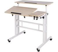 sogesfurniture Mobile Portatile Tavolo Laptop,Tavolino Porta PC con rotelle,tavolo per Notebook & Laptop,Vassoio per notebook regolabile,bianco,BHEU-101-2MP