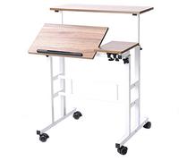 sogesfurniture Mobile Portatile Tavolo Laptop,Tavolino Porta PC con rotelle,tavolo per Notebook & Laptop,Vassoio per notebook regolabile,oak,BHEU-101-2OK