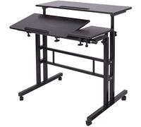 sogesfurniture Mobile Portatile Tavolo Laptop,Tavolino Porta PC con rotelle,tavolo per Notebook & Laptop,Vassoio per notebook regolabile,nero,BHEU-101-2BK