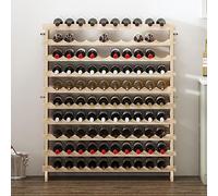 sogesfurniture Portabottiglie a 10 ripiani per 100 bottiglie, in legno massello naturale, organizer per bottiglie di vino, per casa, cucina, bar