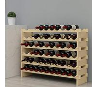 sogesfurniture Portabottiglie di Vino,Portabottiglie a 6 Piani Portabottiglie 60 Portabottiglie, Portabottiglie in Legno massello Naturale per Bar Cucina Domestica BHEU-BY-WS002