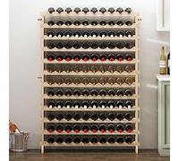sogesfurniture Portabottiglie per vino a 12 ripiani per 120 bottiglie, supporto per bottiglie di vino, scaffale espositore per conservazione vino in legno massello naturale, organizer per bottiglie