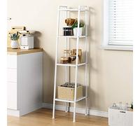 sogesfurniture Scaffale a Scala, Libreria Scaffale con 4 Ripiani, Scaffale Decorativo con Struttura in Metallo, per Soggiorno, Camera da Letto, Cucina, 30x36x147cm, Bianco BHEU-LXH-TJ30W