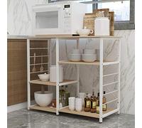 sogesfurniture Scaffale da cucina a 3 livelli/3 ripiani, scaffale portaoggetti per microonde, carrello portaoggetti da 89,9 cm, scaffale per postazione di lavoro, acero bianco BHCA-171-MO
