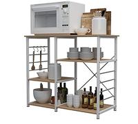 sogesfurniture Scaffale per Cucina Salvaspazio, Mensole per Microonde e Forno da Cucina, 90x40x83cm, 3 Ganci + 3 Ripiani da Cucina Scaffalature Organizzatore, Acero 171-MO-BH