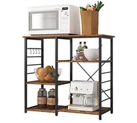 sogesfurniture Scaffale per Cucina Salvaspazio, Mensole per Microonde e Forno da Cucina, 90x40x83cm, 3 Ganci + 3 Ripiani da Cucina Scaffalature Organizzatore, Colore Antico BHEU-171-FG