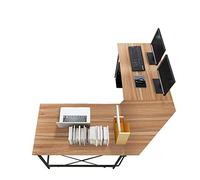 sogesfurniture Scrivania Angolare per Computer a Forma di L, 150 +150cm Tavolo Ufficio, Stazione di Lavoro da Studio PC per Casa, in Acciaio Legno, LD-Z01OK-BH