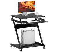 sogesfurniture Scrivania compatta per computer con ruote, supporto per computer portatile e scrivania con tastiera scorrevole per casa e ufficio, BHEU-DX8110-N