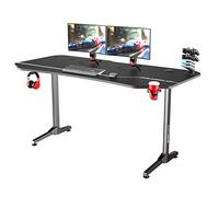 sogesfurniture Scrivania da gioco con ampio mouse pad gratuito, supporto USB per impugnatura da gioco, scatola per la gestione dei cavi, portabicchieri e gancio per cuffie,160x70x75cm BHEU-NE-1675