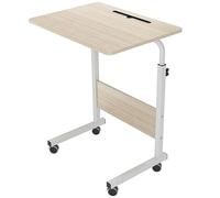 sogesfurniture Scrivania Mobile PC per Lavoro, Tavolino Laptop 60x40cm a Casa o Ufficio con 4 Ruote Mobili, Altezza Regolabile 71-90cm, Portatile Tavolo Laptop Notebook PC, Acero Bianco 05#3-60MP-BH
