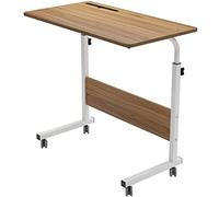 sogesfurniture Scrivania Mobile PC per Lavoro, Tavolino Laptop 80x40cm a Casa o Ufficio con 4 Ruote Mobili, Altezza Regolabile 71-90cm, Portatile Tavolo Laptop Notebook PC, Rovere Chiaro 05#3-80OK-BH