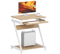sogesfurniture Scrivania mobile per computer portatile a forma di Z, salvaspazio, tavolo da ufficio con 4 ruote, estraibile, colore: bianco acero
