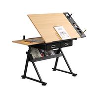 sogesfurniture Scrivania per computer Tavolo inclinabile, Tavolo da disegno inclinabile regolabile Tavolo da disegno, Stazione di lavoro con design architettonico, con 2 cassetti, BHEU-UT-DT1027