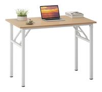sogesfurniture Scrivania piccola pieghevole, 80 x 40 cm, tavolo pieghevole per computer, tavolo da pranzo, tavolo da lavoro, pieghevole, per casa, ufficio, picnic, rovere chiaro e bianco