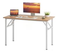 sogesfurniture Scrivania pieghevole, 100 x 60 cm, per computer, ufficio, tavolo da conferenze, pieghevole, per casa, ufficio, picnic, giardino, rovere chiaro e bianco