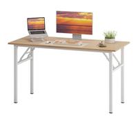 sogesfurniture Scrivania pieghevole, 120 x 60 cm, per computer, ufficio, tavolo da conferenze, pieghevole, per casa, ufficio, picnic, giardino, rovere chiaro e bianco