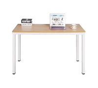 sogesfurniture Scrivanie 100x60cm Tavolo per Computer Ufficio Postazioni di Lavoro Scrivania PC Tavolo da Pranzo Moderno in Acciaio Legno, Teak & Bianco AC3TW-100-SF