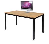 sogesfurniture Scrivanie 120x60cm Tavolo per Computer Ufficio Postazioni di Lavoro Scrivania PC Tavolo da Pranzo Moderno in Acciaio Legno, Teak & Nero AC3TB-120-SF