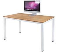 sogesfurniture Scrivanie 120x60cm Tavolo per Computer Ufficio Postazioni di Lavoro Scrivania PC Tavolo da Pranzo Moderno in Acciaio Legno, Teak & Bianco AC3TW-120-SF