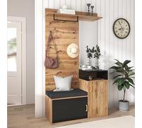 sogesfurniture Set di 4 appendiabiti, specchi, scarpiere, appendiabiti da parete con ripiano superiore, asta appendiabiti, panca per corridoio e ingresso, foro da parete