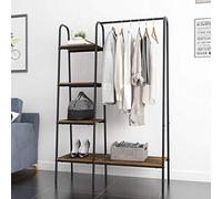 sogesfurniture Sistema di organizer per armadio, autoportante, in metallo, con ripiani e asta da appendere, organizer per vestiti, marrone