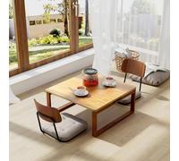 sogesfurniture Tavolino da caffè in bambù con gambe pieghevoli, tavolino da caffè pieghevole, per soggiorno, Tatami, tavolino da letto per lettura o colazione, 70 x 70 x 31 cm