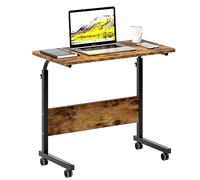 sogesfurniture Tavolino portatile, altezza regolabile con ruote, tavolino a forma di C, scrivania per computer e laptop, ideale per divano, letto, 80 cm, marrone rustico
