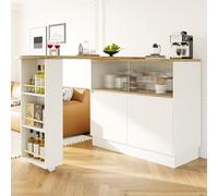 sogesfurniture Tavolo da bar allungabile con ampio spazio di archiviazione, tavolo da bistrot con tavolo girevole, 3 ripiani, adatto per cucina, sala da pranzo