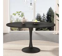 sogesfurniture Tavolo da pranzo ovale allungabile, moderno tavolo da pranzo per 4-6 persone, lunghezza 100/140 x larghezza 100 x altezza 75 cm (nero)