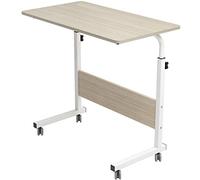 sogesfurniture Tavolo per computer portatile regolabile in altezza con ruote, tavolino mobile per letto e divano, 80 x 40 x 71-90 cm, acero bianco 05# 80 MP