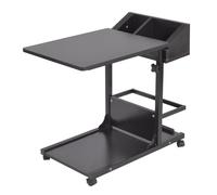 sogesfurniture Tavolo per computer portatile regolabile in altezza, tavolino mobile da divano, tavolo con ruote, spazio di archiviazione, per camera da letto, soggiorno, 50 x 40 x 55 - 80 cm, nero