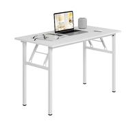 sogesfurniture Tavolo Pieghevole 100x60cm Scrivanie Computer Scrivanie Studio Ufficio Postazioni di Lavoro Tavolo Scrivania PC Moderno in Acciaio Legno, Bianco AC5W-100-SF