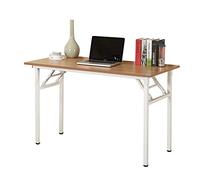 sogesfurniture Tavolo Pieghevole 100x60cm Scrivanie Computer Scrivanie Studio Ufficio Postazioni di Lavoro Tavolo Scrivania PC Moderno in Acciaio Legno, Teak & Bianco AC5TW-100-SF