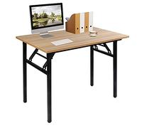 sogesfurniture Tavolo Pieghevole 100x60cm Scrivanie Computer Scrivanie Studio Ufficio Postazioni di Lavoro Tavolo Scrivania PC Moderno in Acciaio Legno, Teak & Nero AC5TB-100-SF
