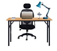 sogesfurniture Tavolo Pieghevole 120x60cm Scrivanie Computer Scrivanie Studio Ufficio Postazioni di Lavoro Tavolo Scrivania PC Moderno in Acciaio Legno, Teak & Nero AC5TB-120-SF