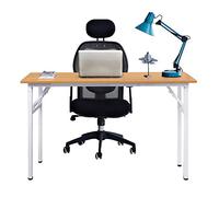 sogesfurniture Tavolo Pieghevole 120x60cm Scrivanie Computer Scrivanie Studio Ufficio Postazioni di Lavoro Tavolo Scrivania PC Moderno in Acciaio Legno, Teak & Bianco AC5TW-120-SF