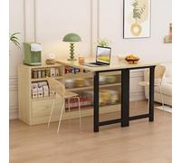 sogesfurniture Tavolo pieghevole da bar con ampio spazio di archiviazione, allungabile, tavolo da bistrot con piano girevole, ante scorrevoli in vetro, per sala da pranzo, soggiorno, bancone