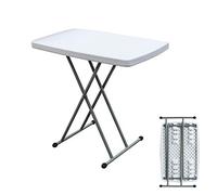 sogesfurniture Tavolo Pieghevole da Picnic da Giardino Bianco Portatile, Perfetto Come Tavolo da Campeggio, da Buffet, da Cucina, Regolabile in Altezza, 76x50x54/62/74cm, HP-76X-BH
