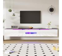 SogesGame Mobile TV lucido da 180 cm, 16 colori Bluetooth controllati da app, montaggio a parete/indipendente con cerniere ammortizzanti (bianco-nero)