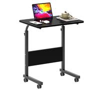 SogesHome 60 x 40 cm Tavolino Computer con Tavolino Regolabile in Altezza a Rulli, con Slot per Tablet,Tavolino Portatile per Divano Letto,Nero05#3-60BK-SH-1