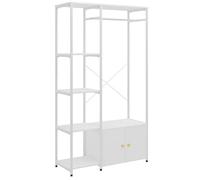 SogesHome Appendiabiti autoportante con armadietto per camera da letto, ingresso, bianco