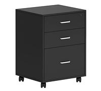 SogesHome Archivio con 3 cassetti, archivio su ruote, mobile mobile Rolling Container, armadio da ufficio, chiudibile a chiave, contenitore per ufficio con cornice sospesa, SH-CXWL-FC01BW