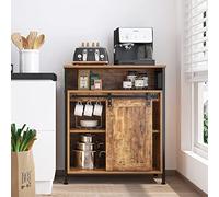 SogesHome Buffets Armadietto da Cucina con Anta Scorrevole Credenza con 3 Scomparti Aperti per Riporre Cucine Soggiorno Marrone Vintage, 70 x 30 x 80 cm