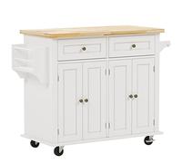 SogesHome Carrelli da portata Carrello da Cucina con Maniglia per Asciugamani Carrello con 2 Cassetti 4 Ante Carrello da Portata con Porta Spezie e Armadietto con Ruote Bloccabili