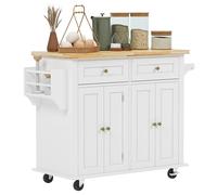 SogesHome Carrello da cucina mobile per isole da cucina carrello da cucina credenza buffet carrello da bar con ruote grande piano di lavoro porta asciugamani portaspezie 2 cassetti armadi a 2 ante