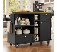 SogesHome Carrello da pranzo con 2 cassetti, 6 scomparti aperti, 2 contenitori con porta per sala da pranzo, cucina, 129 x 46 x 92 cm