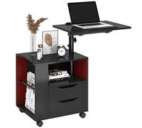 SogesHome Comodino regolabile in altezza per camera da letto cassettiera con cassetto con ripiano orientabile ruote universali richiudibili