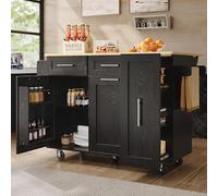SogesHome Isola della cucina mobile su 5 ruote, grande armadio da cucina, carrello da portata con piano di lavoro pieghevole, ruote, cassetti e portasciugamani, carrello da pranzo con scaffali per