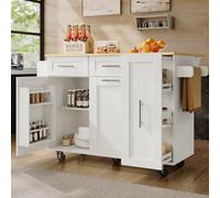 SogesHome Isola della cucina mobile su 5 ruote, grande armadio da cucina, carrello da portata con piano di lavoro pieghevole, ruote, cassetti e portasciugamani, carrello da pranzo con scaffali per