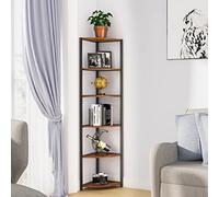 SogesHome Scaffale angolare a 6 ripiani in legno industriale per cucina, soggiorno, camera da letto, piccoli spazi